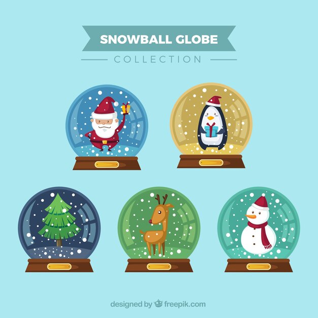 Colección de bolas de nieve con simpáticos personajes