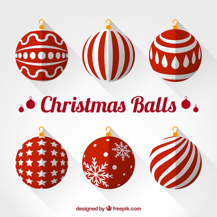 Vector gratuito colección de bolas rojas de navidad