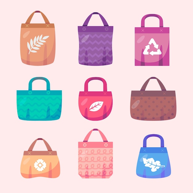 Vector gratuito colección de bolsas de tela planas