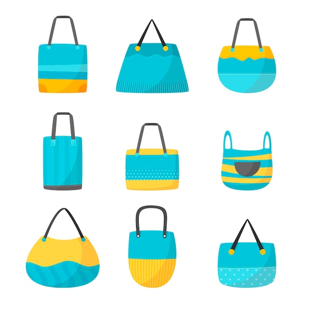 Vector gratuito colección de bolsas de tela planas