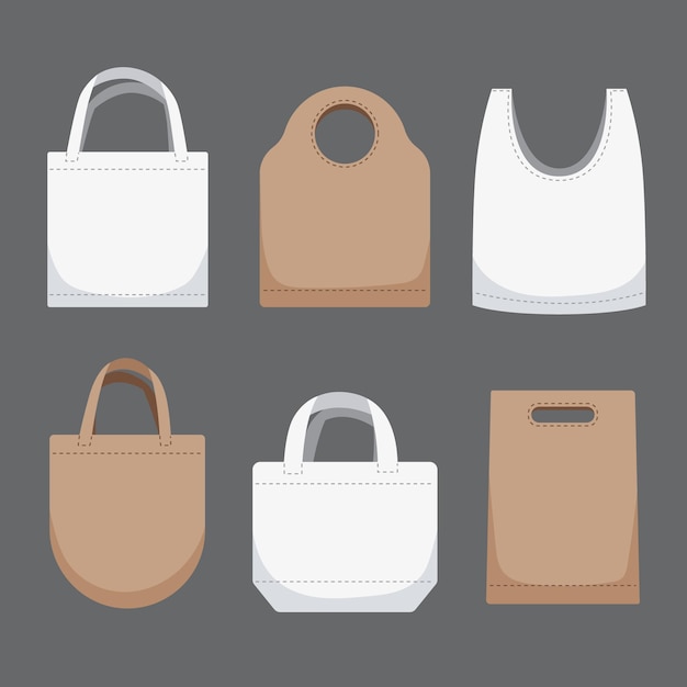 Vector gratuito colección de bolsos de tela plana