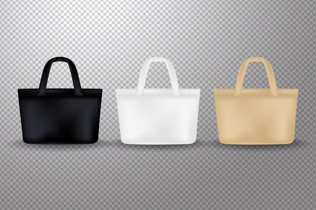 Colección de bolsos de tela realista