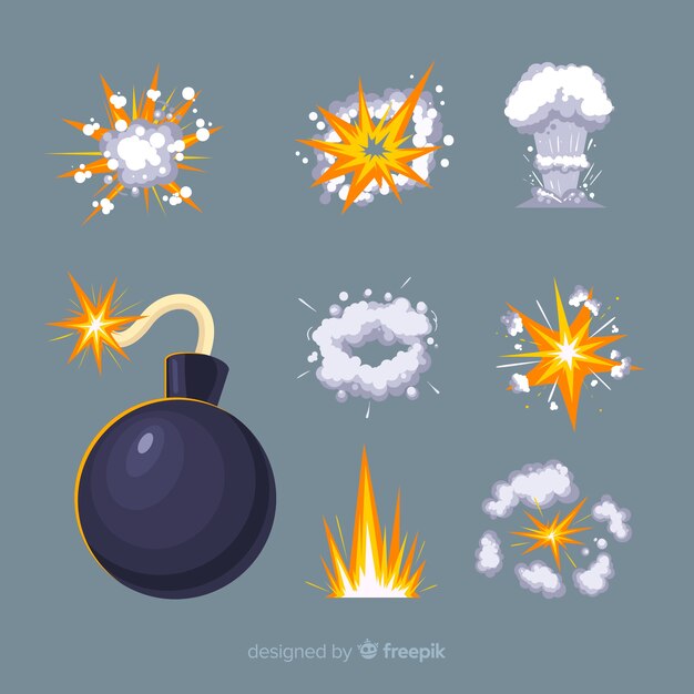 Colección bomba y efectos de explosiones dibujos animados