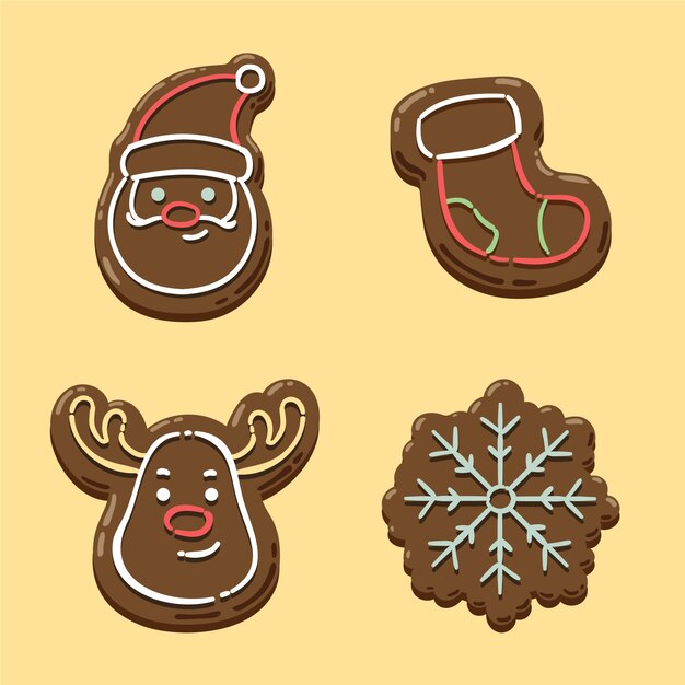 Colección de bombones navideños dibujados a mano