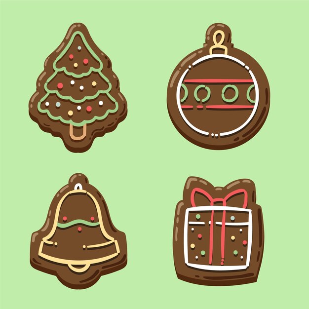 Colección de bombones navideños dibujados a mano