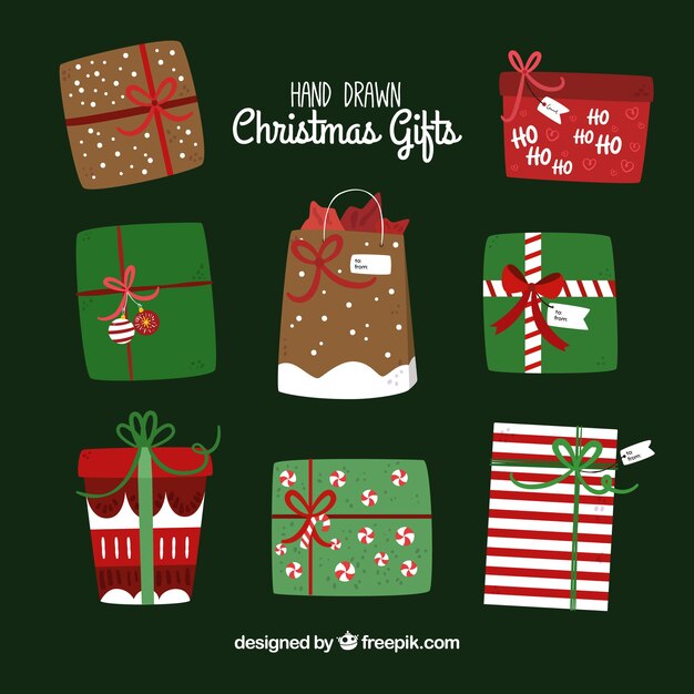 Colección de bonitas cajas de regalo de navidad 