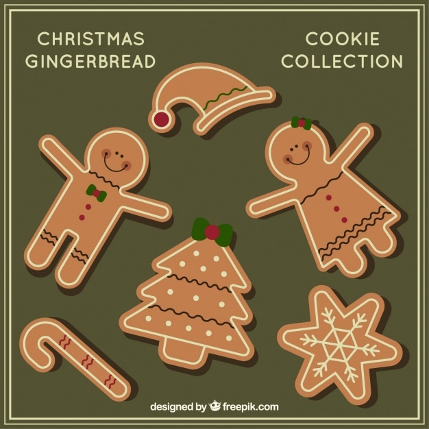 Colección de bonitas y deliciosas galletas de navidad