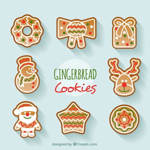 Colección de bonitas y deliciosas galletas navideñas 