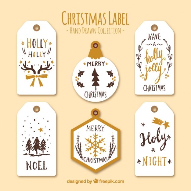 Colección de bonitas etiquetas de navidad 
