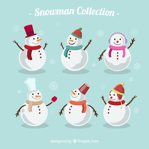 Vector gratuito colección de bonitos muñecos de nieve