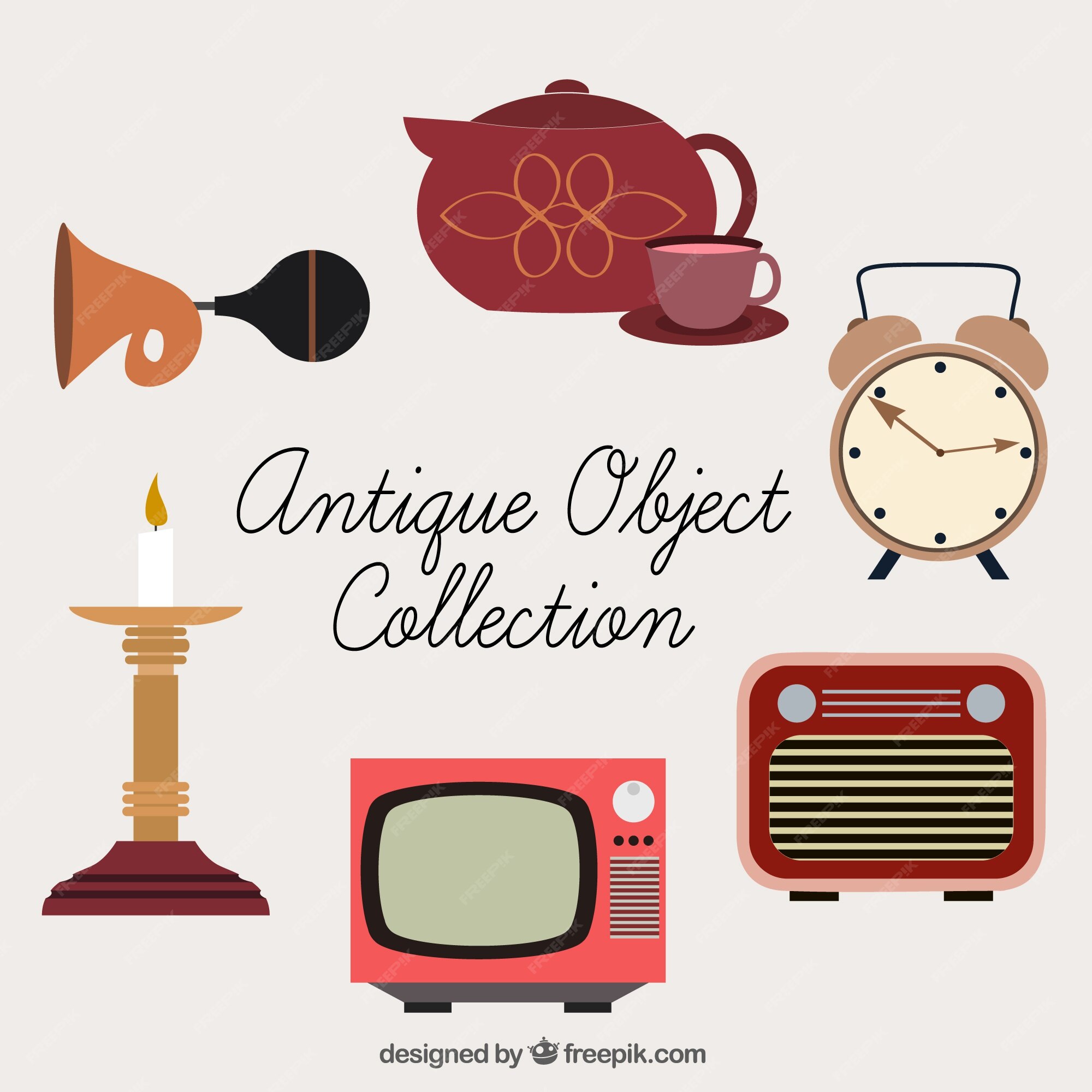 Colección de bonitos objetos antiguos | Vector Gratis Colección de bonitos objetos antiguos | Vector Gratis
