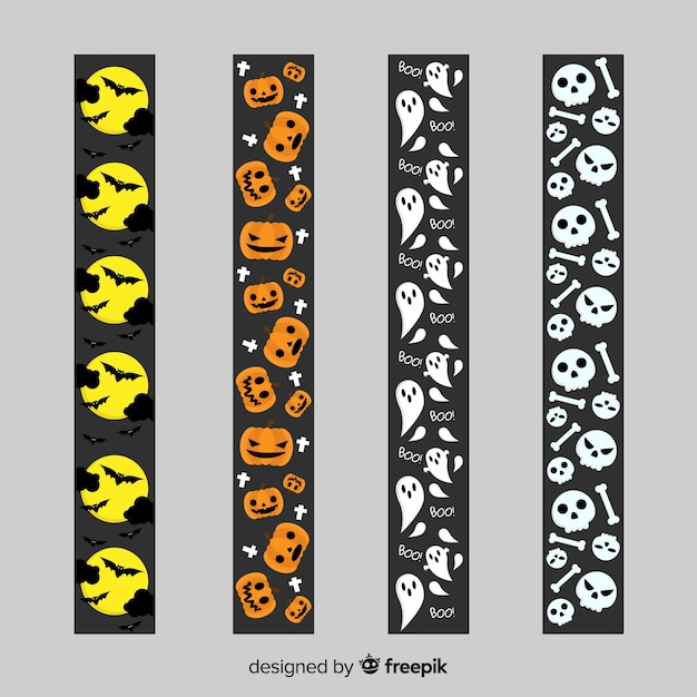 Vector gratuito colección de borde con elementos de halloween