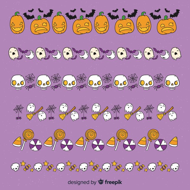 Colección de borde de halloween dibujado a mano