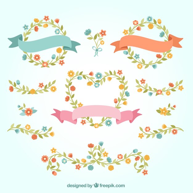 Colección de bordes florales