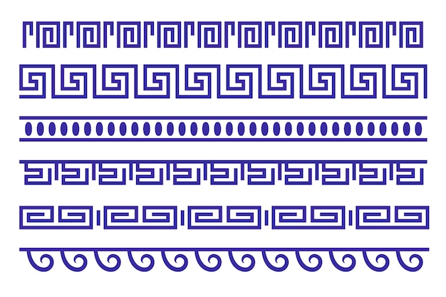 Colección de bordes ornamentales griegos
