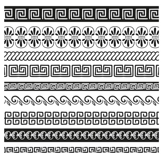 Colección de bordes ornamentales griegos