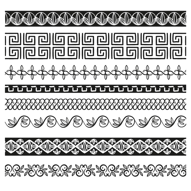 Colección de bordes ornamentales griegos