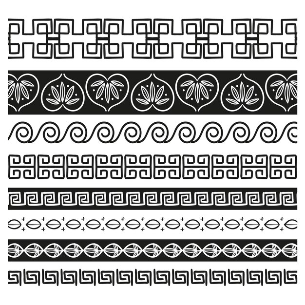 Colección de bordes ornamentales griegos