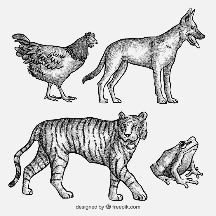 Vector gratuito colección de bosquejos de animales