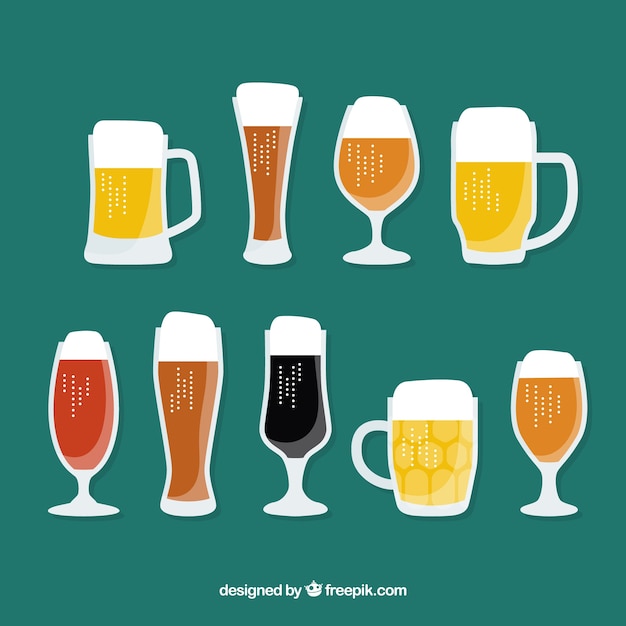 Vector gratuito colección de botellas de cerveza planas