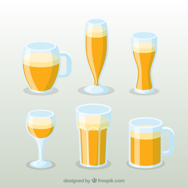 Vector gratuito colección de botellas de cerveza planas