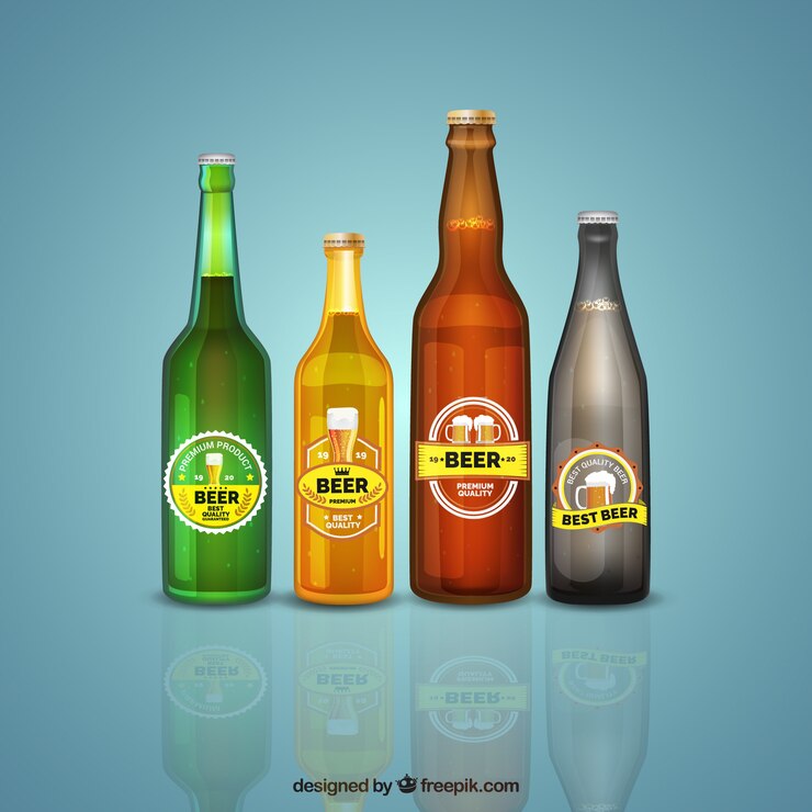 Vector gratuito colección botellas de cerveza realista