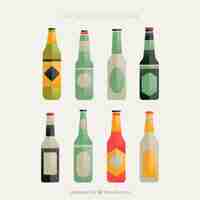 Vector gratuito colección de botellas de cerveza