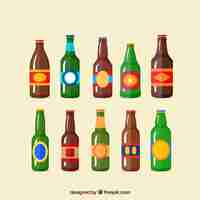 Vector gratuito colección de botellas de diferentes cervezas