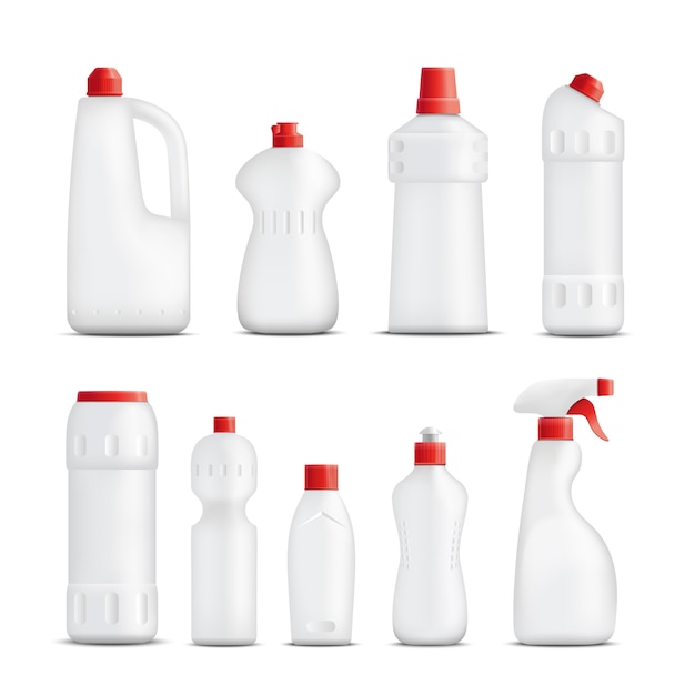 Vector gratuito colección de botellas de productos de limpieza