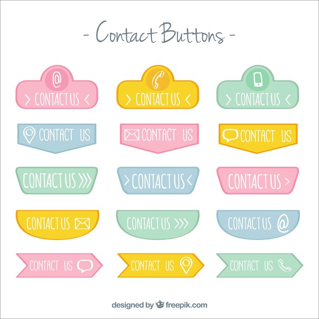 Colección de botones de contacto en colores pastel