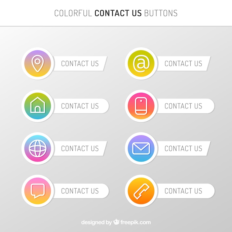 Vector gratuito colección de botones de contacto con degradado