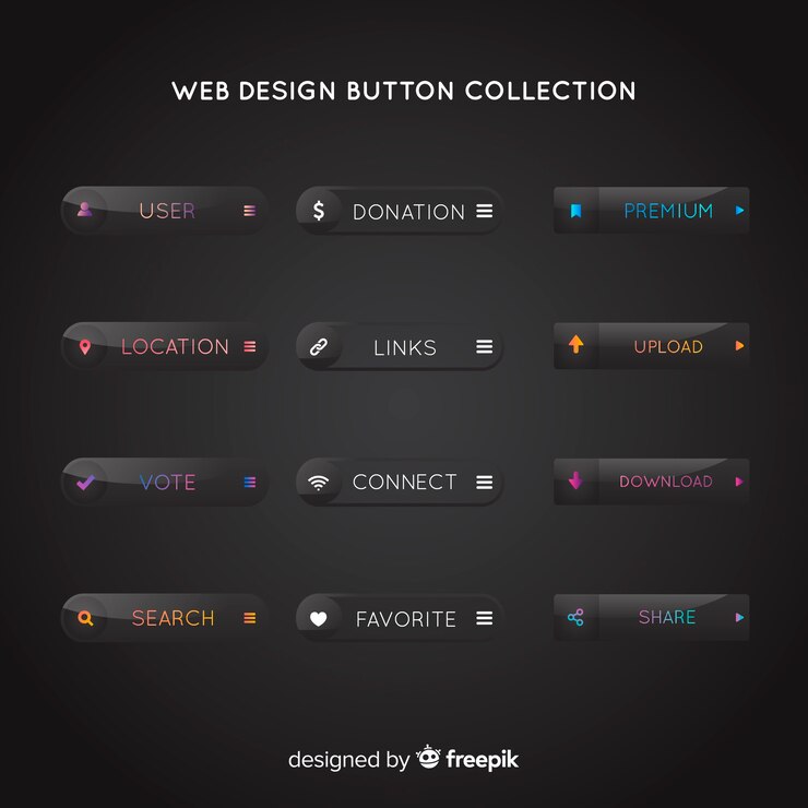 Vector gratuito colección botones diseño web