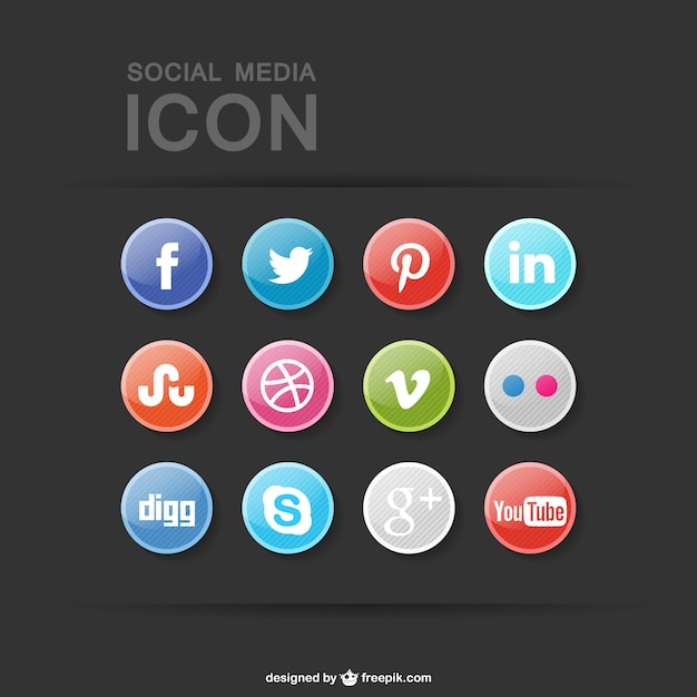 Colección de botones de iconos de redes sociales 