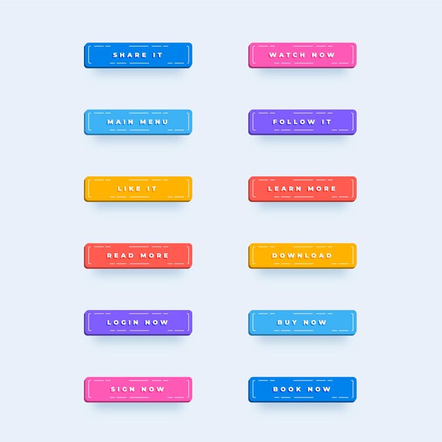 Colección de botones de llamada a la acción de diseño plano