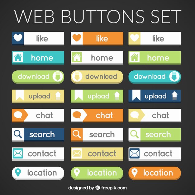 Colección de botones de web de colores
