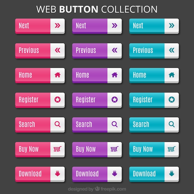 Vector gratuito colección de botones de web de colores
