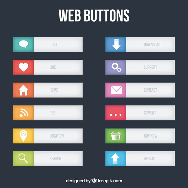 Colección de botones web grises
