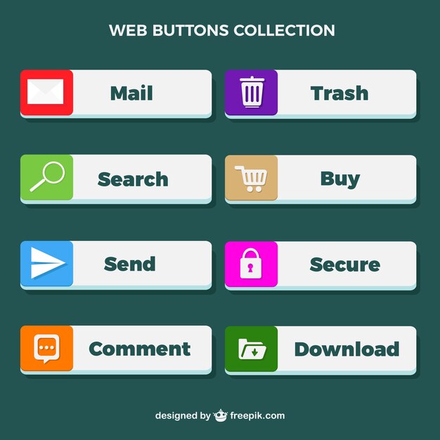 Colección de botones web con iconos