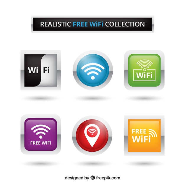 Colección de botones wifi realistas