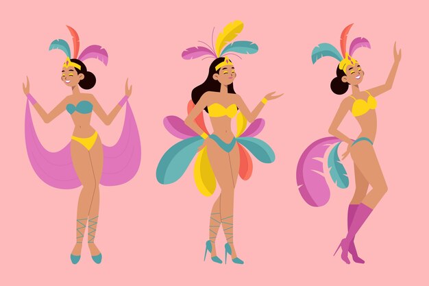 Vector gratuito colección brasileña de bailarines de carnaval