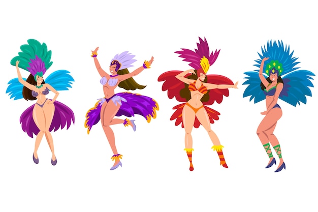 Vector gratuito colección brasileña de bailarines de carnaval