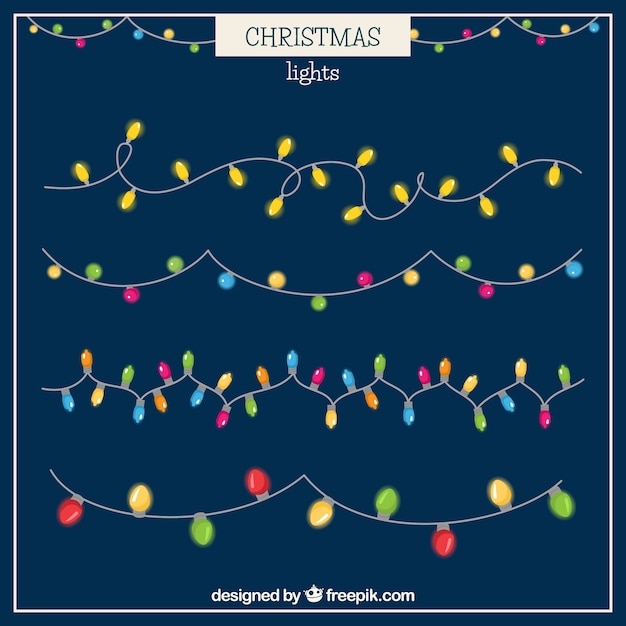 Colección de brillantes luces de navidad