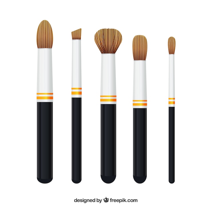 Vector gratuito colección de brochas de maquillaje realistas