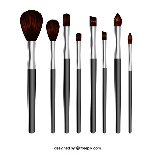 Colección de brochas de maquillaje realistas