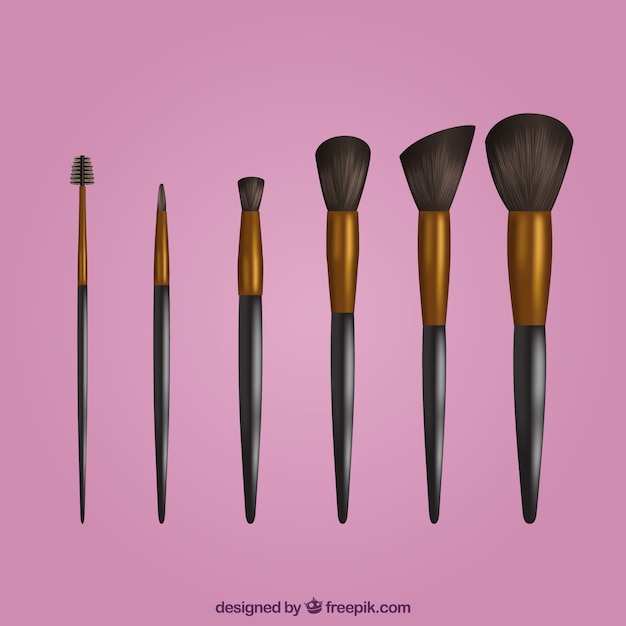 Vector gratuito colección de brochas de maquillaje realistas