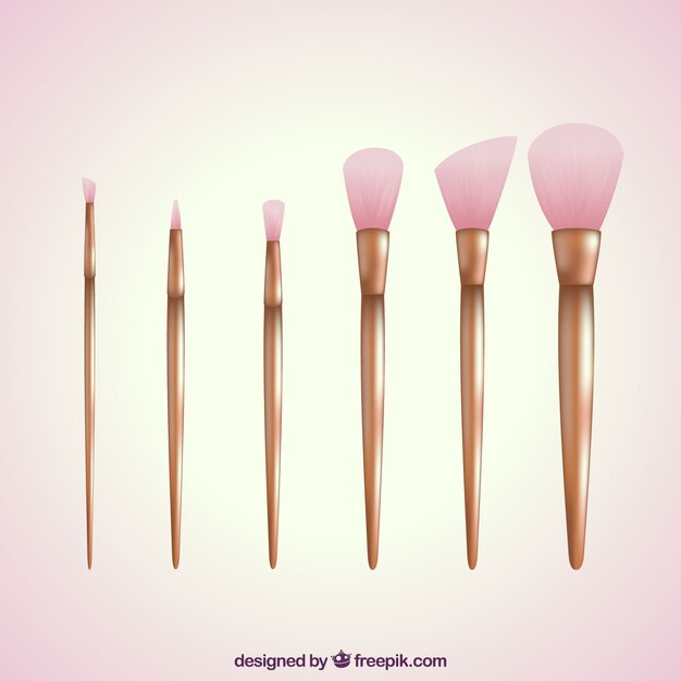 Colección de brochas de maquillaje realistas