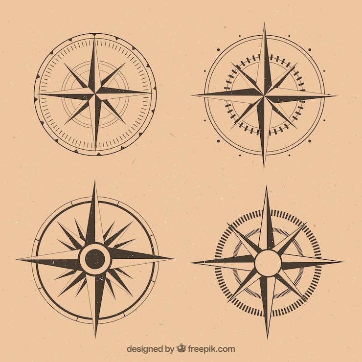 Vector gratuito colección de brújulas vintage