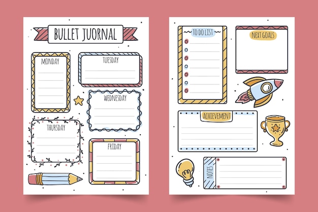 Vector gratuito colección bullet journal planner