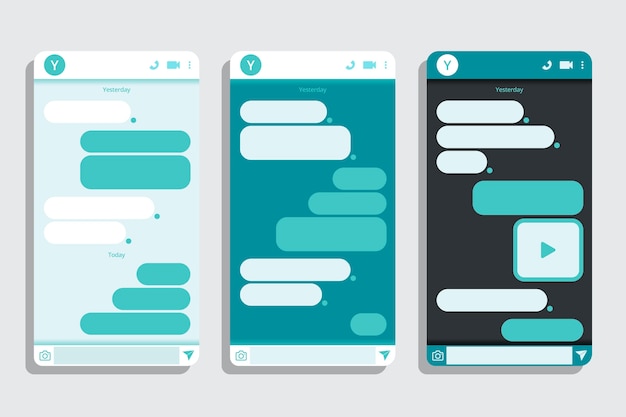 Colección de burbujas de texto de teléfono de diseño plano