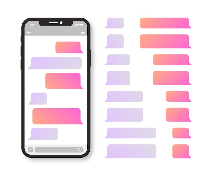Vector gratuito colección de burbujas de texto de teléfono gradiente
